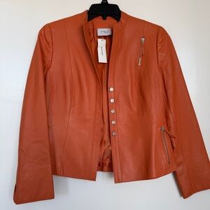 Akris Punto Orange Leather Jacket